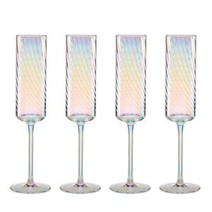 Lenox Tuscany Classics Iridescent Flutes – Set of 4 – Clear Crystal –NWT